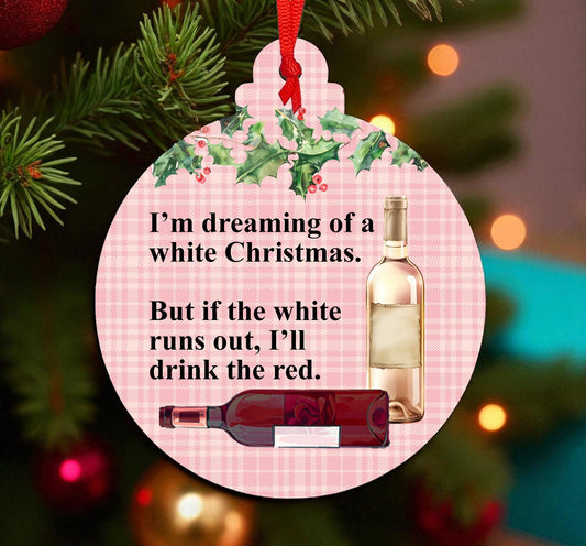 Red and White Wine Ceramic Ornament
