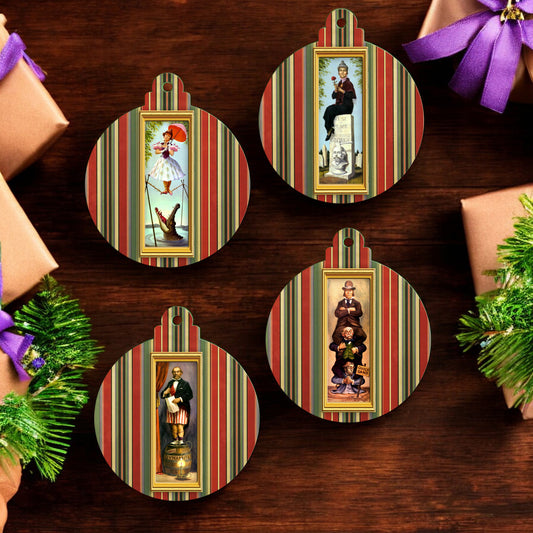 Stretching Portraits-Inspired Ceramic Holiday Ornaments