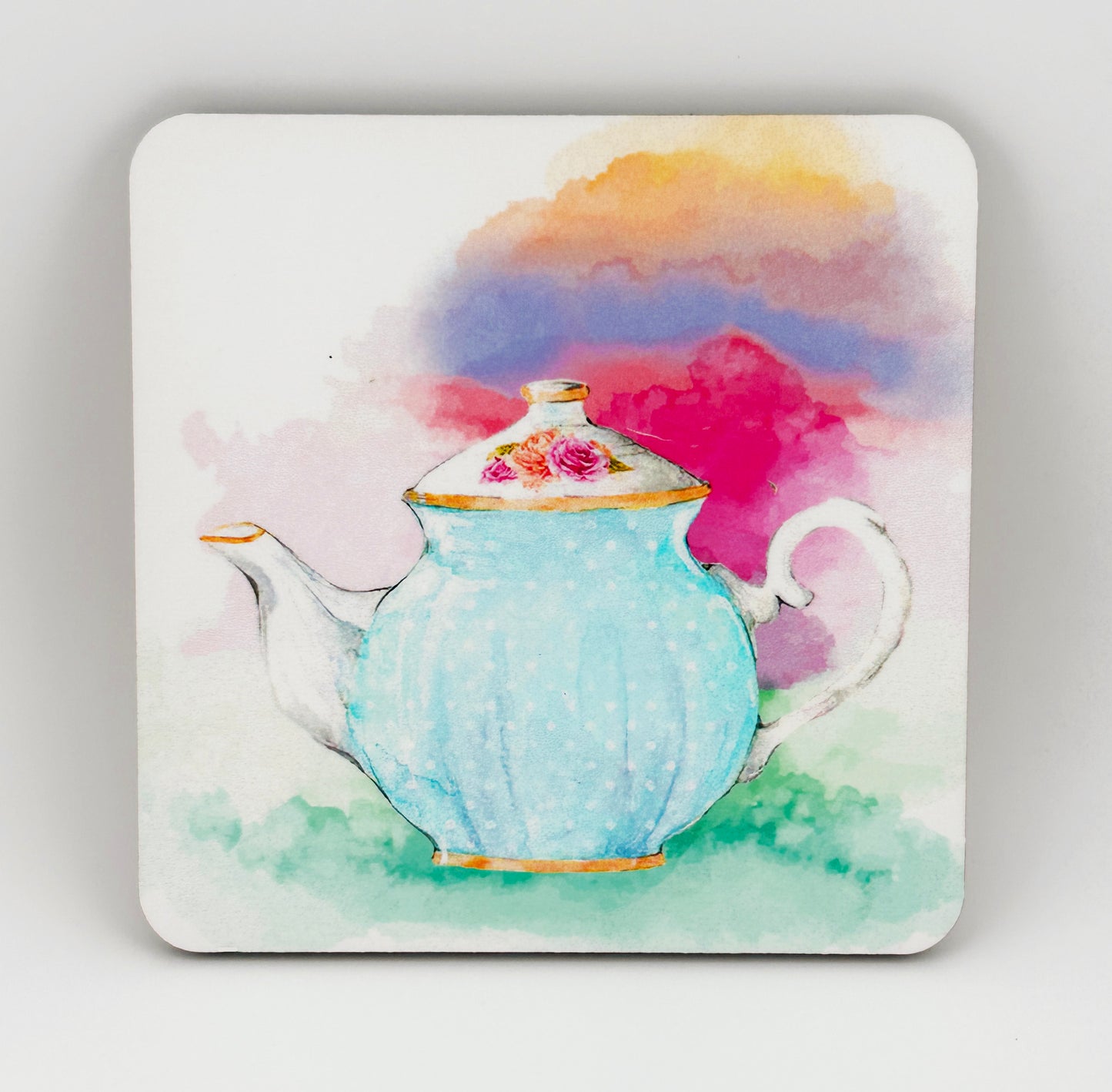 Pastel Teacup and Teapot Watercolor Coasters