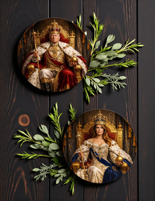 King Donald Trump and Queen Melania Trump Ceramic Coasters
