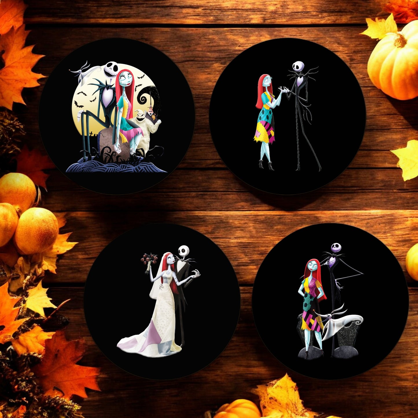 Nightmare Before Christmas-Inspired Ceramic Coasters - Set of 4!