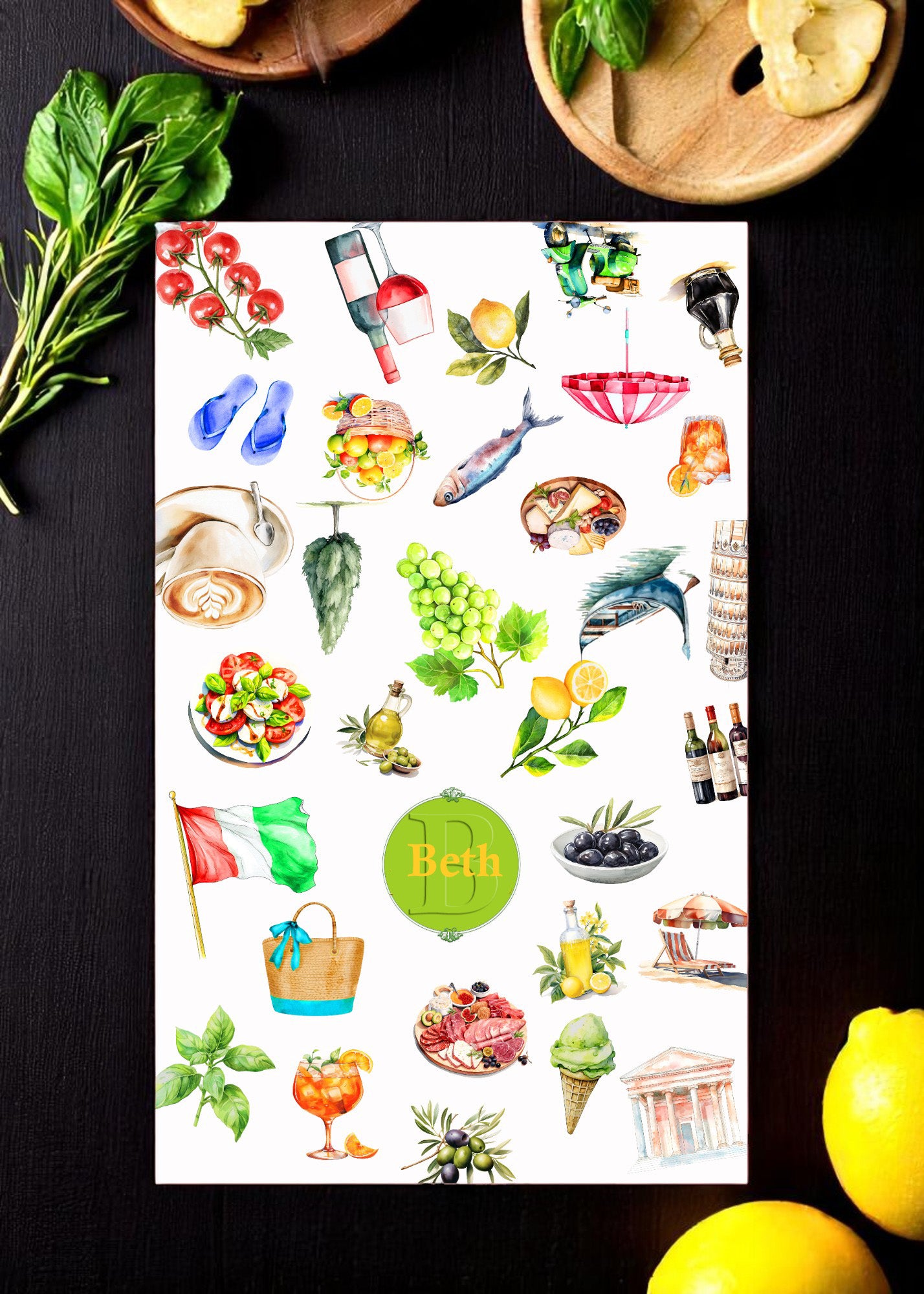 Italy Inspired Customized Tea Towels - Set of 2!