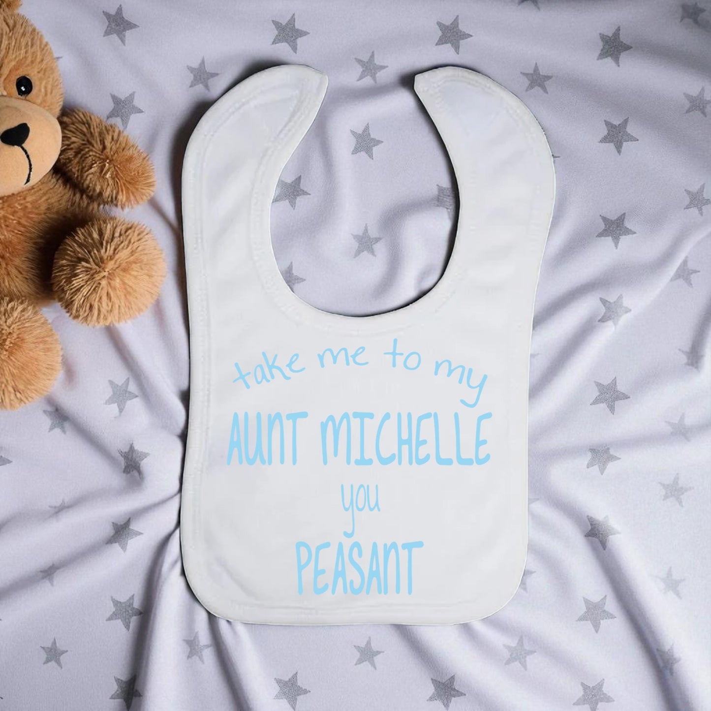Customized Favorite Aunt Name Silk Touch Baby Bib