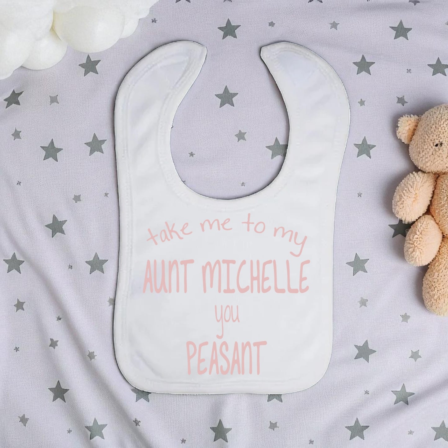 Customized Favorite Aunt Name Silk Touch Baby Bib