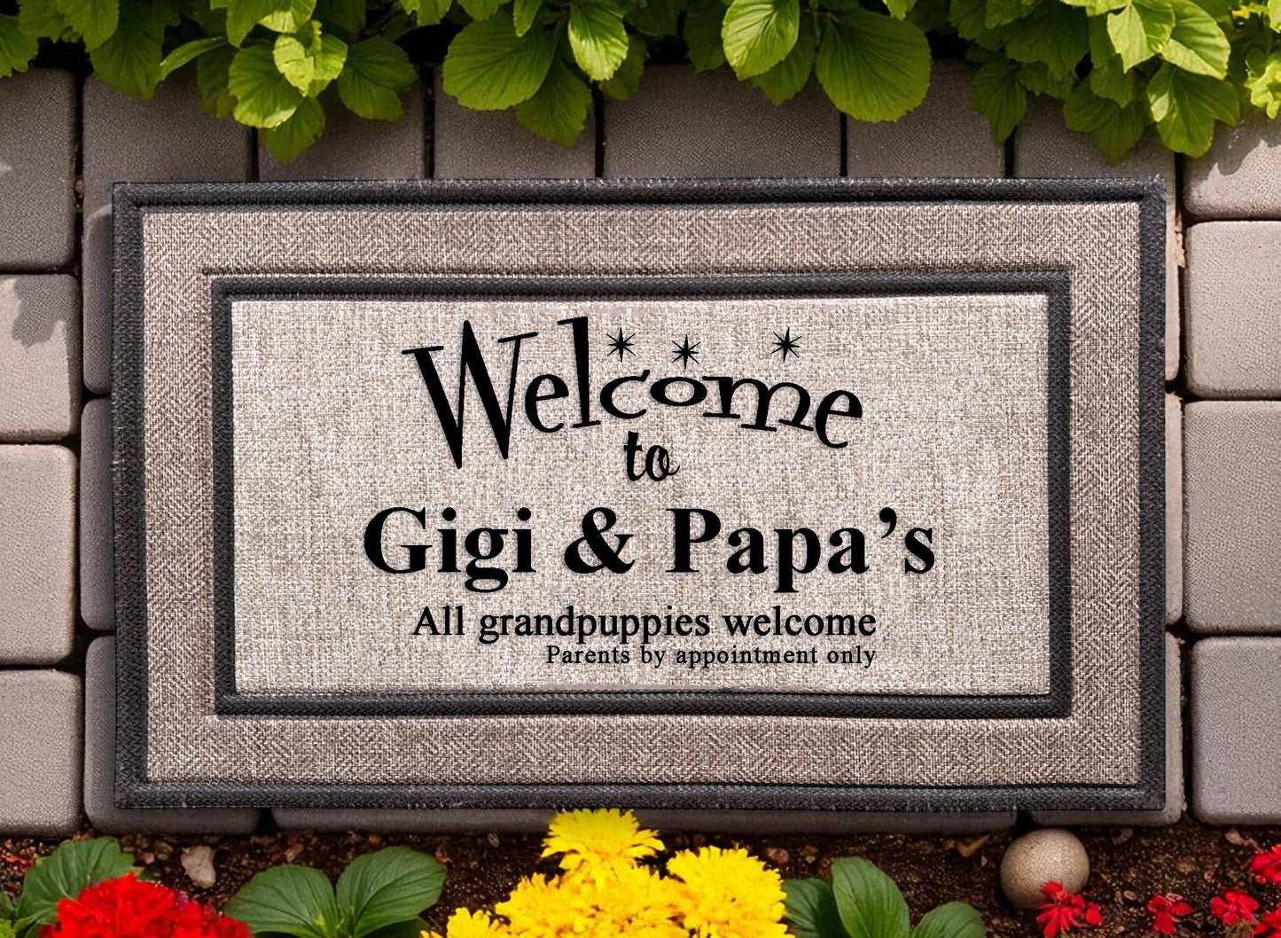 Grandparent Customized Welcome Mat for Grandpuppies!
