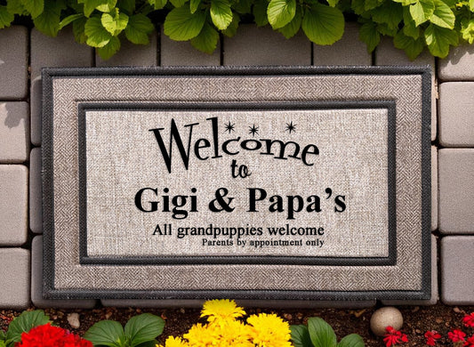 Grandparent Customized Welcome Mat for Grandpuppies!