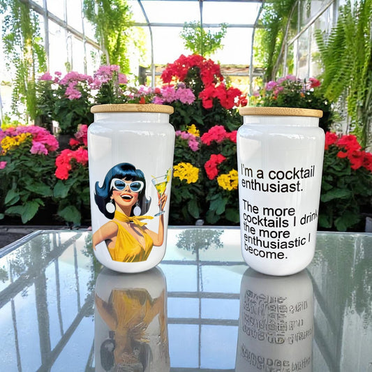 Retro Style Cocktail Enthusiast Glass Tumbler!