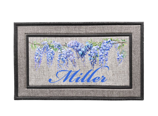 Personalized Door Mat with Wisteria