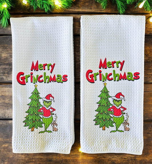 Grinch-Inspired Christmas Tea Towels - Set of 2!