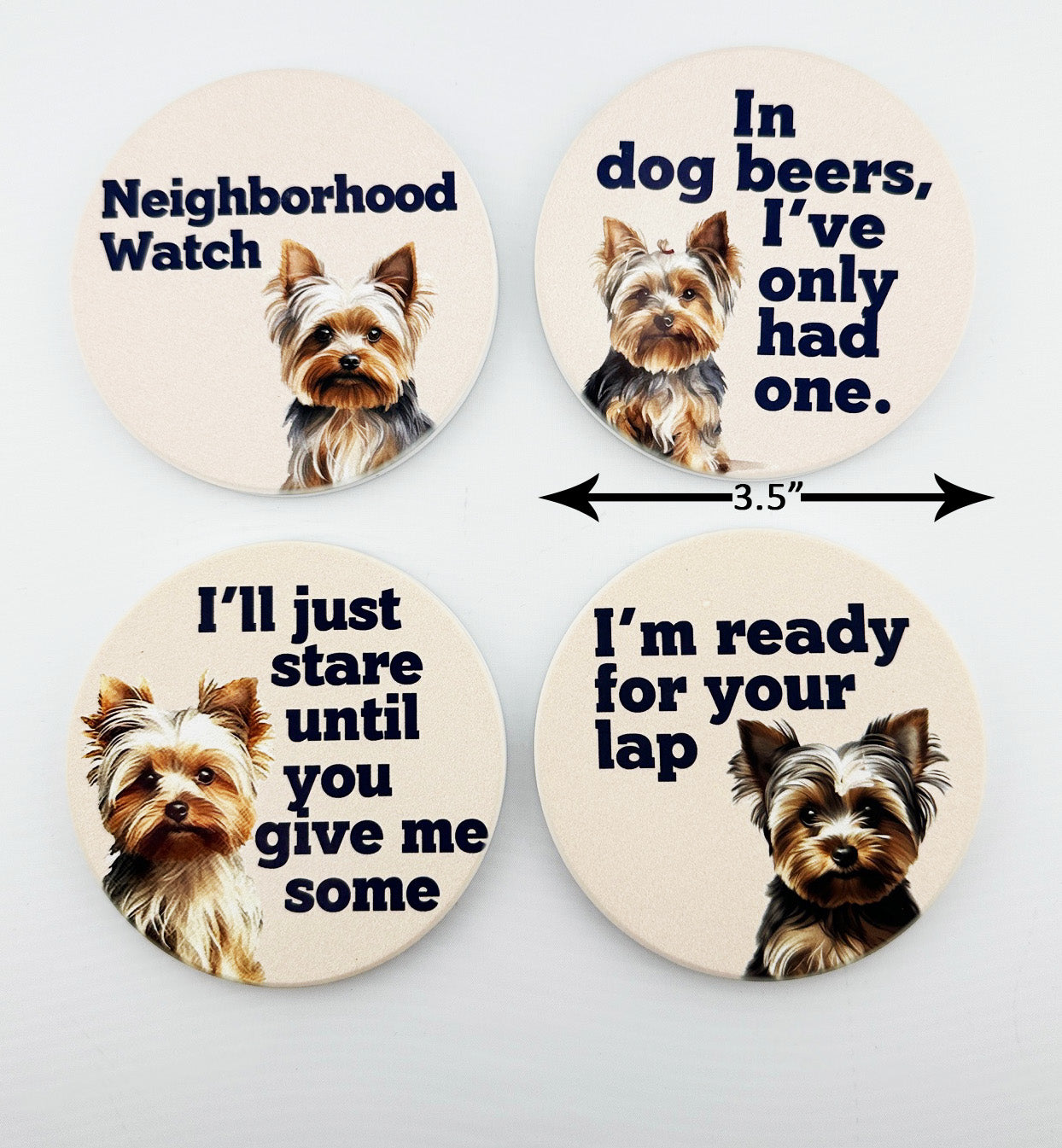 Yorkie puppy dog coasters - set of 4