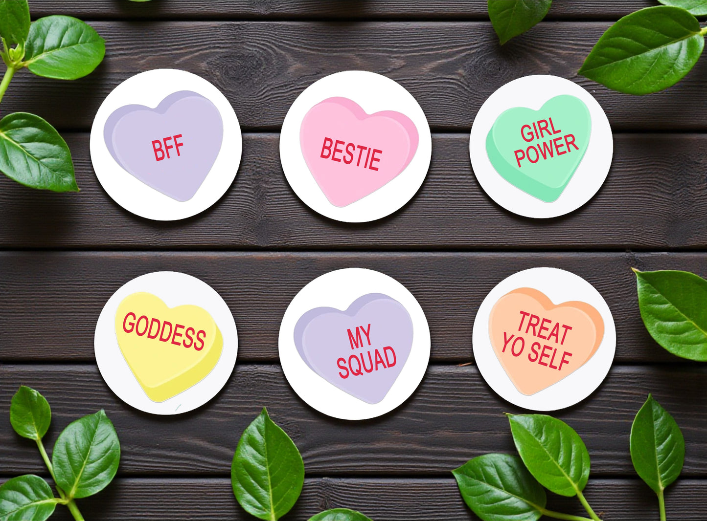 Galentine's Day Ceramic Coasters - Set of 2, 4, or 6!