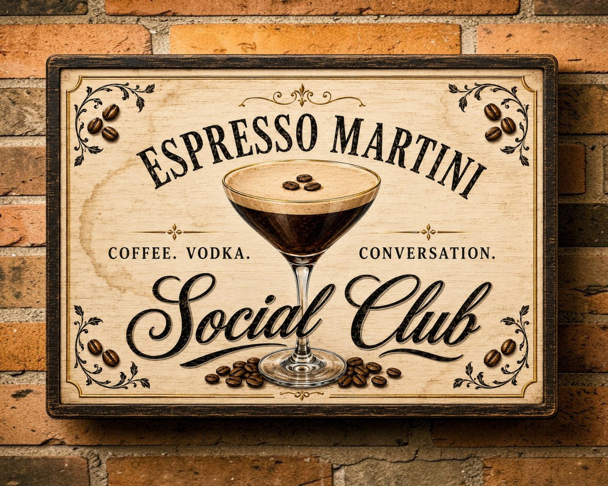 Espresso Martini Social Club Printed Metal Sign