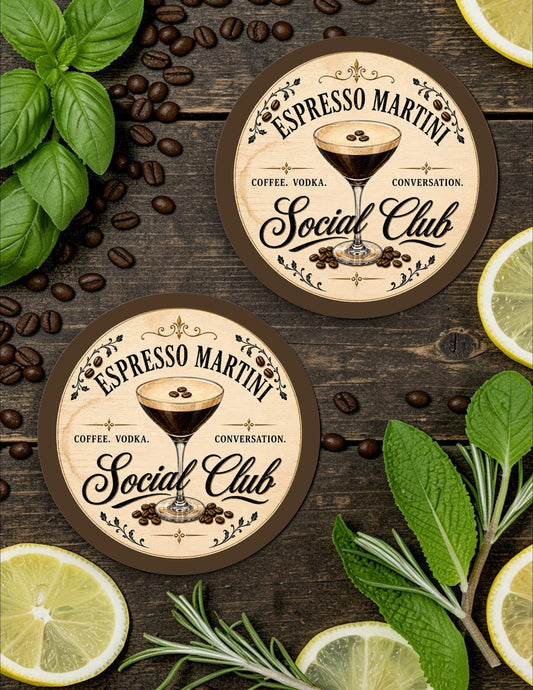 Espresso Martini Ceramic Coasters - Set of 2 or 4!