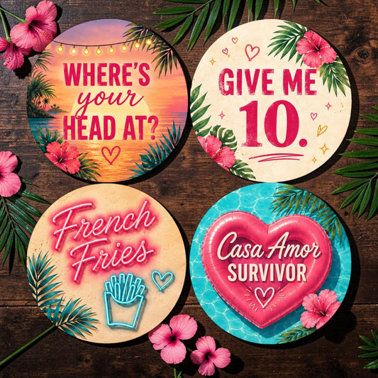 Love Island-Inspired Ceramic Coasters Design #1- Set of 4!