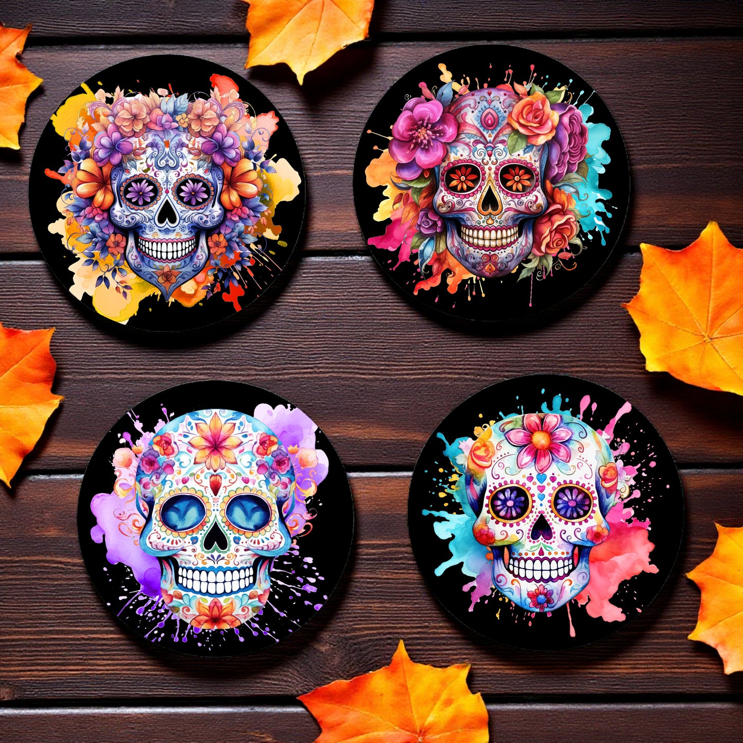Day of the Dead Ceramic Coasters - Set of 4!