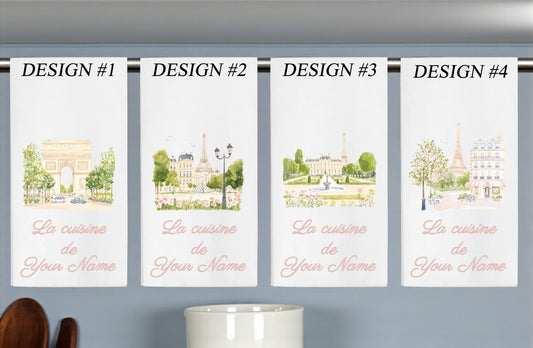 Customized Paris Watercolor Tea Towels